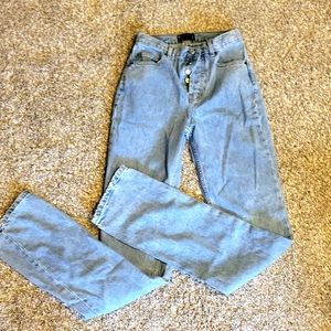 Wide leg button fly jeans